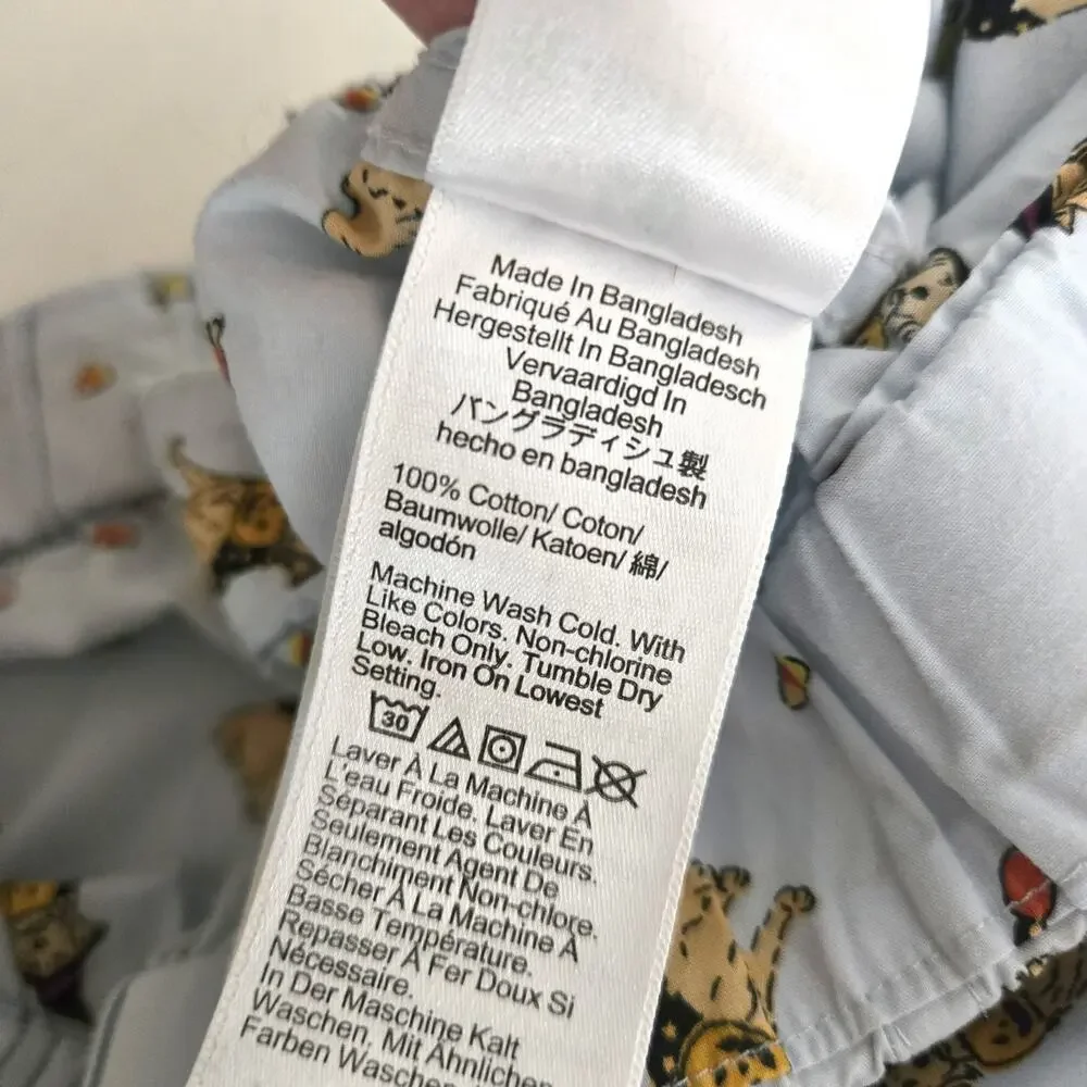 Light Blue Halloween Dog Print Golden Retriever J.Crew Pajama Capri Pants M